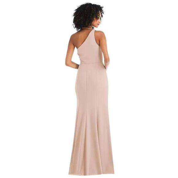NEW After Six Women's Crepe One Shoulder Draped Cowl Neck Maxi Dress Size 6 Reg - Picture 2 of 16